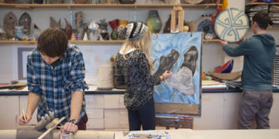 South West College students in college art studio