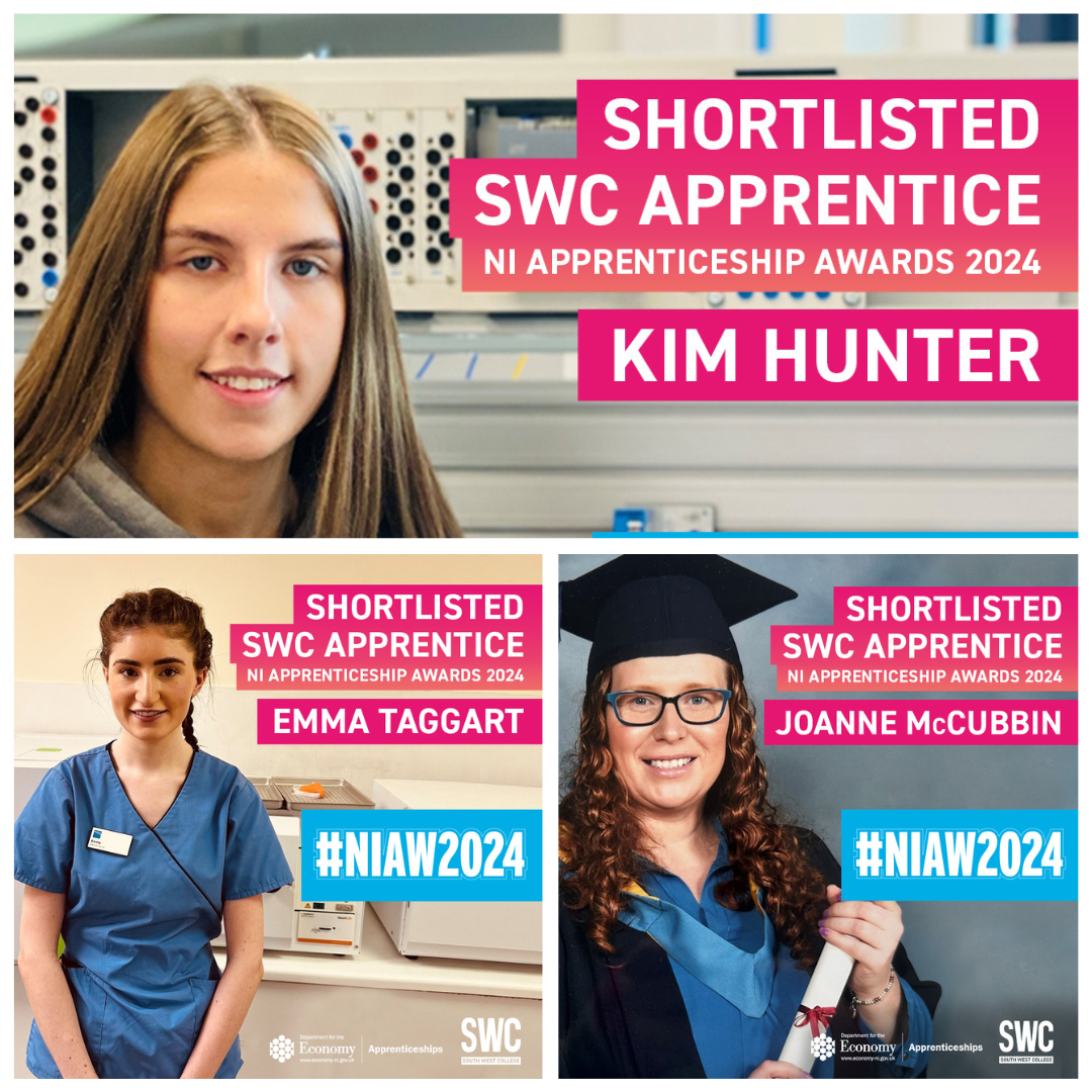 South West College trio shortlisted for NI Apprenticeship Awards 2024